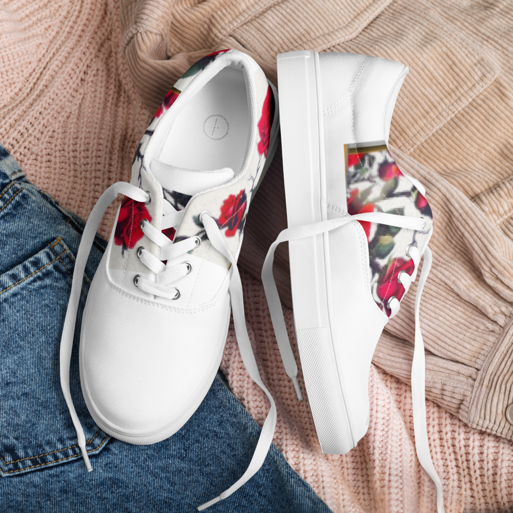 Women’s lace-up canvas shoes in "Rose Block Revolution"